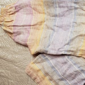 Bobi smocked waist wide leg linen pant